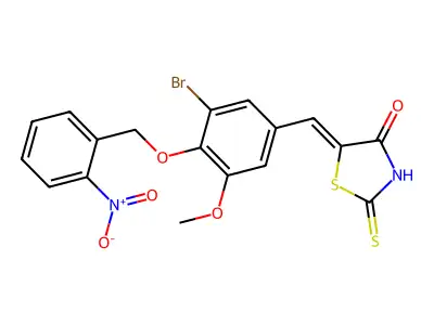 5-[[3-Bromo-5-methoxy-4-[(2-nitrophenyl)methoxy]phenyl]methylene]-2-thioxo-4-thiazolidinone structure