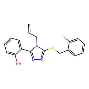 2-{4-allyl-5-[(2-fluorobenzyl)sulfanyl]-4H-1,2,4-triazol-3-yl}phenol structure