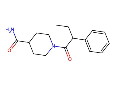 1-(2-Phenylbutanoyl)piperidine-4-carboxamide structure