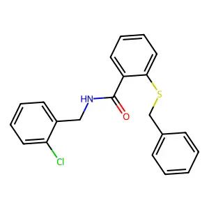 2-(benzylthio)-N-(2-chlorobenzyl)benzamide structure