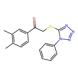 1-(3,4-dimethylphenyl)-2-((1-phenyl-1H-tetrazol-5-yl)thio)ethanone structure