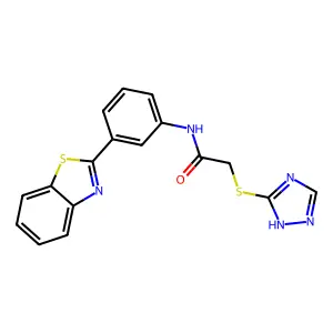 N-[3-(1,3-benzothiazol-2-yl)phenyl]-2-(1H-1,2,4-triazol-3-ylsulfanyl)acetamide structure