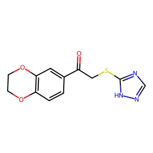 1-(2,3-dihydro-1,4-benzodioxin-6-yl)-2-(1H-1,2,4-triazol-3-ylsulfanyl)ethanone structure