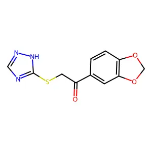 1-(1,3-benzodioxol-5-yl)-2-(1H-1,2,4-triazol-3-ylthio)ethanone structure