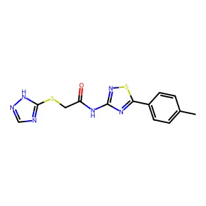 N-[5-(4-methylphenyl)-1,2,4-thiadiazol-3-yl]-2-(1H-1,2,4-triazol-5-ylsulfanyl)acetamide structure