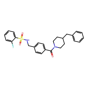 N-(4-(4-benzylpiperidine-1-carbonyl)benzyl)-2-fluorobenzenesulfonamide structure