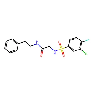 2-{[(3-chloro-4-fluorophenyl)sulfonyl]amino}-N-(2-phenylethyl)acetamide structure