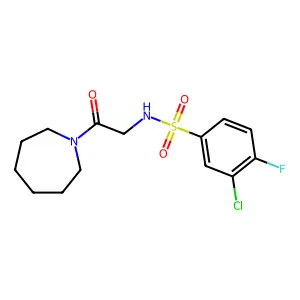 N-[2-(1-azepanyl)-2-oxoethyl]-3-chloro-4-fluorobenzenesulfonamide structure