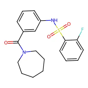 N-(3-(azepane-1-carbonyl)phenyl)-2-fluorobenzenesulfonamide structure