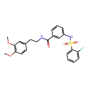 N-[2-(3,4-dimethoxyphenyl)ethyl]-3-[(2-fluorophenyl)sulfonylamino]benzamide structure