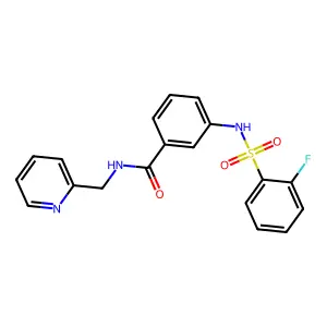 3-[(2-fluorophenyl)sulfonylamino]-N-(pyridin-2-ylmethyl)benzamide structure
