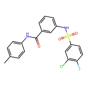 3-[(3-chloro-4-fluorophenyl)sulfonylamino]-N-(4-methylphenyl)benzamide structure