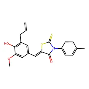 (5Z)-5-[(4-hydroxy-3-methoxy-5-prop-2-enylphenyl)methylidene]-3-(4-methylphenyl)-2-sulfanylidene-1,3-thiazolidin-4-one structure