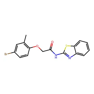 N-(1,3-benzothiazol-2-yl)-2-(4-bromo-2-methylphenoxy)acetamide structure