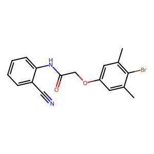 2-(4-bromo-3,5-dimethylphenoxy)-N-(2-cyanophenyl)acetamide structure