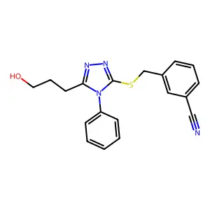 3-[[5-(3-Hydroxypropyl)-4-phenyl-1,2,4-triazol-3-yl]sulfanylmethyl]benzonitrile structure