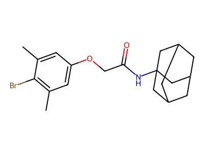 N-(1-adamantyl)-2-(4-bromo-3,5-dimethylphenoxy)acetamide structure