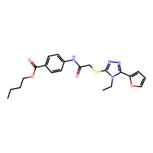butyl 4-(2-((4-ethyl-5-(furan-2-yl)-4H-1,2,4-triazol-3-yl)thio)acetamido)benzoate structure