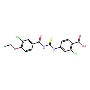 2-Chloro-4-({[(3-chloro-4-ethoxyphenyl)carbonyl]carbamothioyl}amino)benzoic acid structure