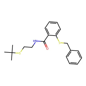 2-benzylsulfanyl-N-(2-tert-butylsulfanylethyl)benzamide structure