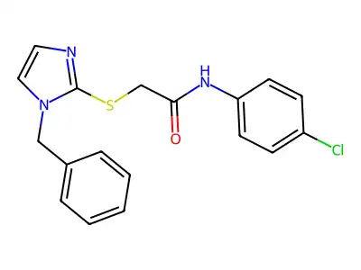 2-(1-benzylimidazol-2-yl)sulfanyl-N-(4-chlorophenyl)acetamide structure