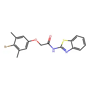 N-(1,3-benzothiazol-2-yl)-2-(4-bromo-3,5-dimethylphenoxy)acetamide structure