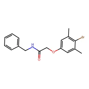 N-benzyl-2-(4-bromo-3,5-dimethylphenoxy)acetamide structure