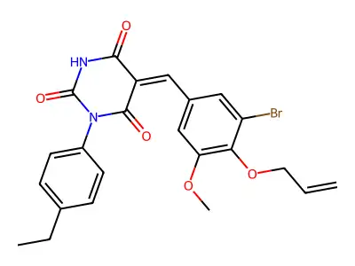 (5Z)-5-[(3-bromo-5-methoxy-4-prop-2-enoxyphenyl)methylidene]-1-(4-ethylphenyl)-1,3-diazinane-2,4,6-trione structure