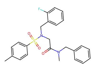 N-benzyl-2-[(2-fluorophenyl)methyl-(4-methylphenyl)sulfonylamino]-N-methylacetamide structure