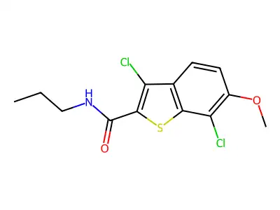 3,7-dichloro-6-methoxy-N-propyl-1-benzothiophene-2-carboxamide structure