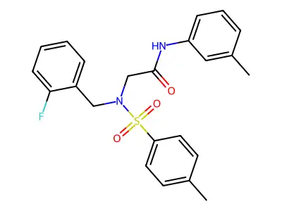 2-[(2-fluorophenyl)methyl-(4-methylphenyl)sulfonylamino]-N-(3-methylphenyl)acetamide structure