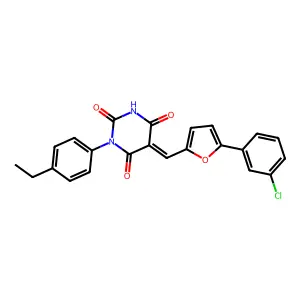 (5Z)-5-[[5-(3-chlorophenyl)furan-2-yl]methylidene]-1-(4-ethylphenyl)-1,3-diazinane-2,4,6-trione structure