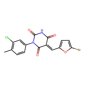 (5Z)-5-[(5-bromofuran-2-yl)methylidene]-1-(3-chloro-4-methylphenyl)-1,3-diazinane-2,4,6-trione structure