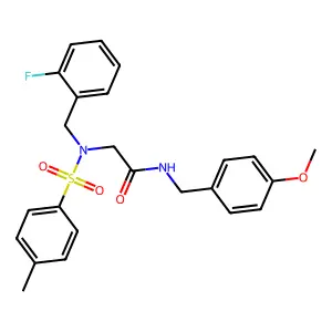 2-[(2-fluorophenyl)methyl-(4-methylphenyl)sulfonylamino]-N-[(4-methoxyphenyl)methyl]acetamide structure