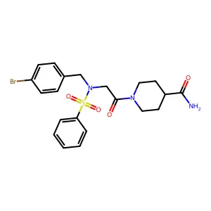 1-[N-(4-bromobenzyl)-N-(phenylsulfonyl)glycyl]piperidine-4-carboxamide structure