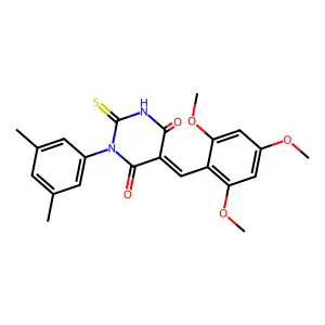 (5E)-1-(3,5-dimethylphenyl)-2-sulfanylidene-5-[(2,4,6-trimethoxyphenyl)methylidene]-1,3-diazinane-4,6-dione structure