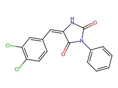 (5E)-5-(3,4-dichlorobenzylidene)-3-phenylimidazolidine-2,4-dione structure
