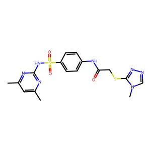 N-[4-[(4,6-dimethylpyrimidin-2-yl)sulfamoyl]phenyl]-2-[(4-methyl-1,2,4-triazol-3-yl)sulfanyl]acetamide structure