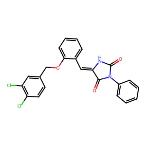 (5E)-5-{2-[(3,4-dichlorobenzyl)oxy]benzylidene}-3-phenylimidazolidine-2,4-dione structure