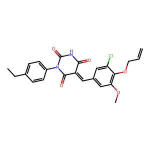 (5Z)-5-[(3-chloro-5-methoxy-4-prop-2-enoxyphenyl)methylidene]-1-(4-ethylphenyl)-1,3-diazinane-2,4,6-trione structure