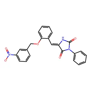 (5E)-5-{2-[(3-nitrobenzyl)oxy]benzylidene}-3-phenylimidazolidine-2,4-dione structure