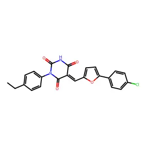 (5Z)-5-[[5-(4-chlorophenyl)furan-2-yl]methylidene]-1-(4-ethylphenyl)-1,3-diazinane-2,4,6-trione structure
