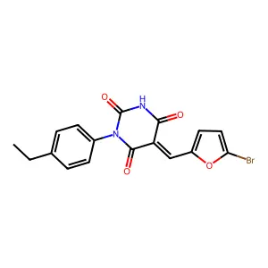 (5Z)-5-[(5-bromofuran-2-yl)methylidene]-1-(4-ethylphenyl)-1,3-diazinane-2,4,6-trione structure