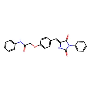 2-[4-[(E)-(2,5-dioxo-1-phenylimidazolidin-4-ylidene)methyl]phenoxy]-N-phenylacetamide structure