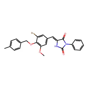 (5E)-5-[[3-bromo-5-methoxy-4-[(4-methylphenyl)methoxy]phenyl]methylidene]-3-phenylimidazolidine-2,4-dione structure