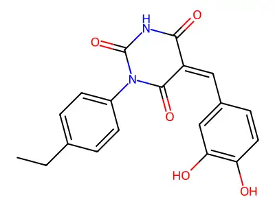 (5Z)-5-[(3,4-dihydroxyphenyl)methylidene]-1-(4-ethylphenyl)-1,3-diazinane-2,4,6-trione structure