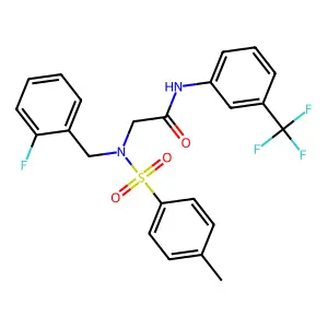 2-[(2-fluorophenyl)methyl-(4-methylphenyl)sulfonylamino]-N-[3-(trifluoromethyl)phenyl]acetamide structure