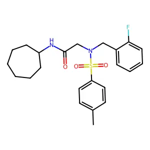 N-cycloheptyl-2-[(2-fluorophenyl)methyl-(4-methylphenyl)sulfonylamino]acetamide structure
