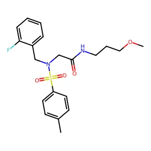 2-[(2-fluorophenyl)methyl-(4-methylphenyl)sulfonylamino]-N-(3-methoxypropyl)acetamide structure