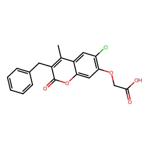 [(3-benzyl-6-chloro-4-methyl-2-oxo-2H-chromen-7-yl)oxy]acetic acid structure